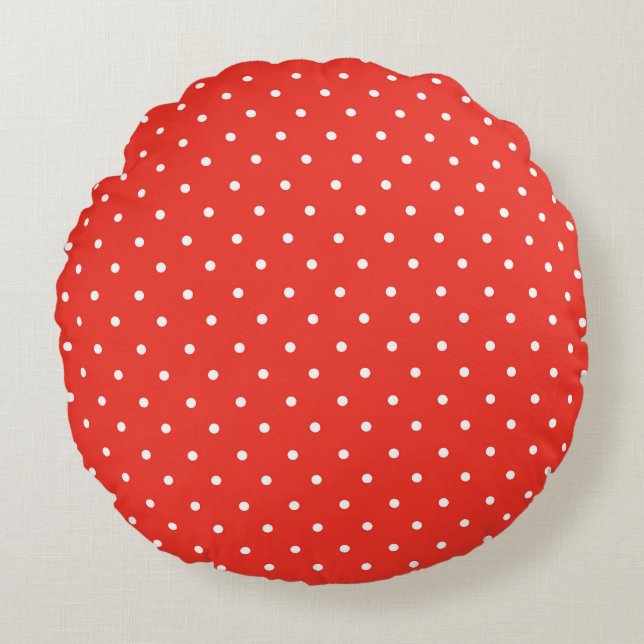 Seamless red background polka dot pattern round cushion (Front)