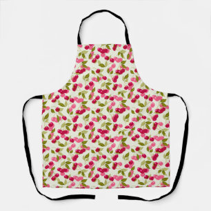Seamless red cartoon cherry berry cute pattern whi apron