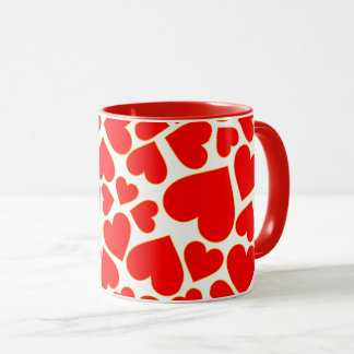 Seamless red heart shape pattern mug