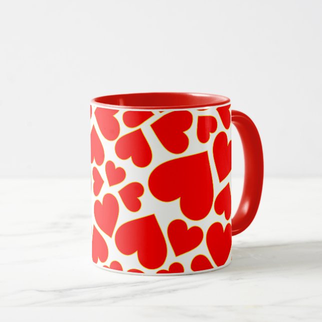 Seamless red heart shape pattern mug (Front Right)