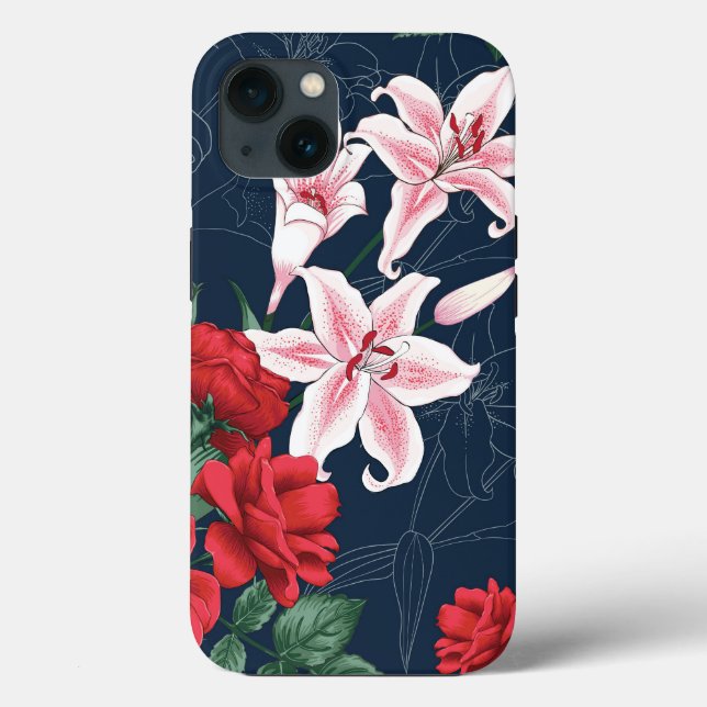 Seamless Red Rose Case-Mate iPhone Case (Back)
