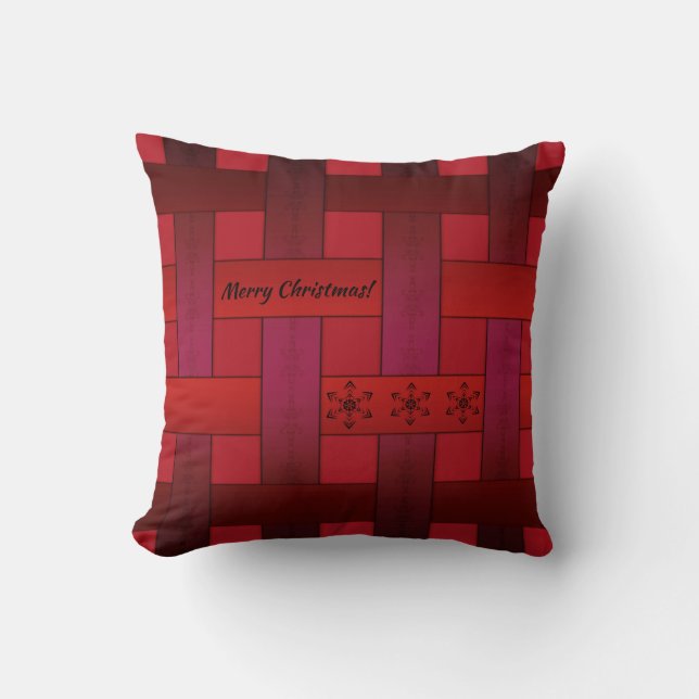 Seamless red silk lined striped pattern modern abs cushion (Front)