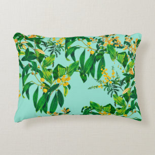 Seamless repeat design made with tropical leaves d decorative cushion