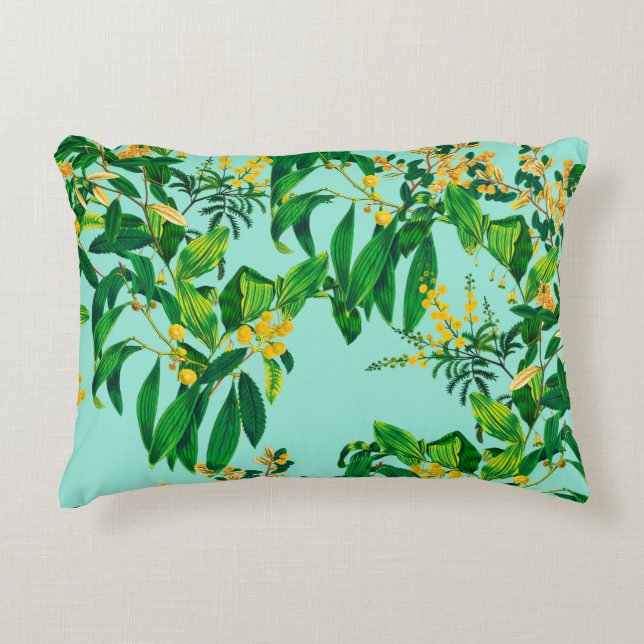 Seamless repeat design made with tropical leaves d decorative cushion (Front)