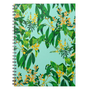 Seamless repeat design made with tropical leaves d notebook