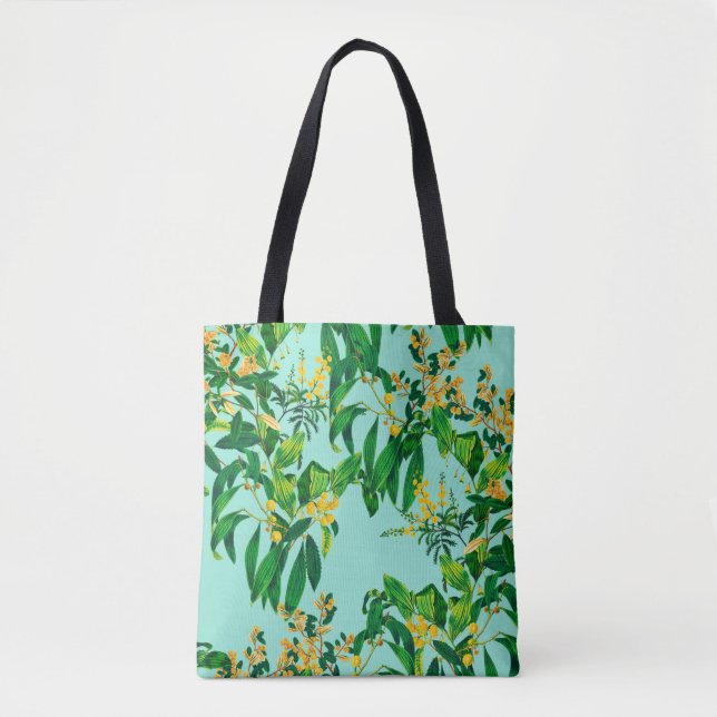Seamless repeat design made with tropical leaves d tote bag (Front)
