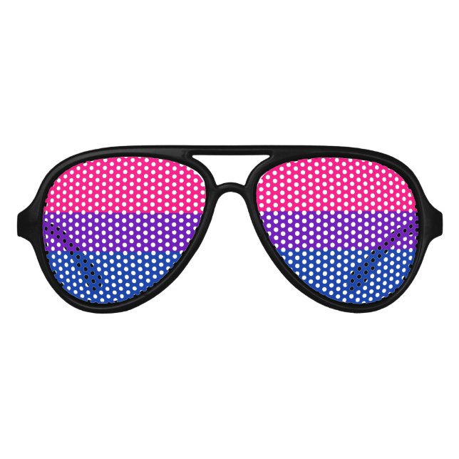 Seamless Repeating Bisexual Pride Flag Pattern Aviator Sunglasses (Front)