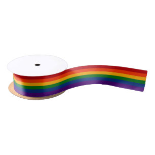 Seamless Repeating LGBTQ Pride Rainbow Flag Satin Ribbon
