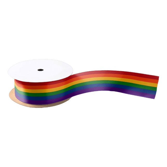 Seamless Repeating LGBTQ Pride Rainbow Flag  Satin Ribbon (Spool)