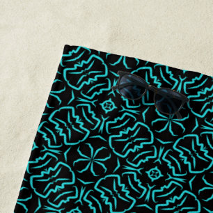 Seamless Repeating Pattern In Turquoise On Black Beach Towel