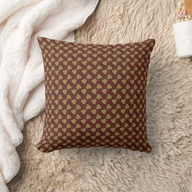Seamless Retro Arc Pattern in Red and Gold Cushion (Blanket)