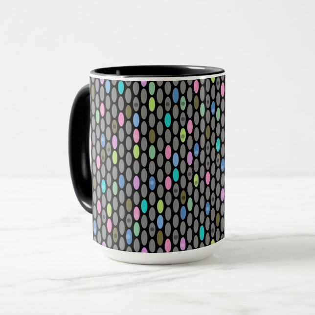 Seamless retro colours design circles polka dots p mug (Front Left)