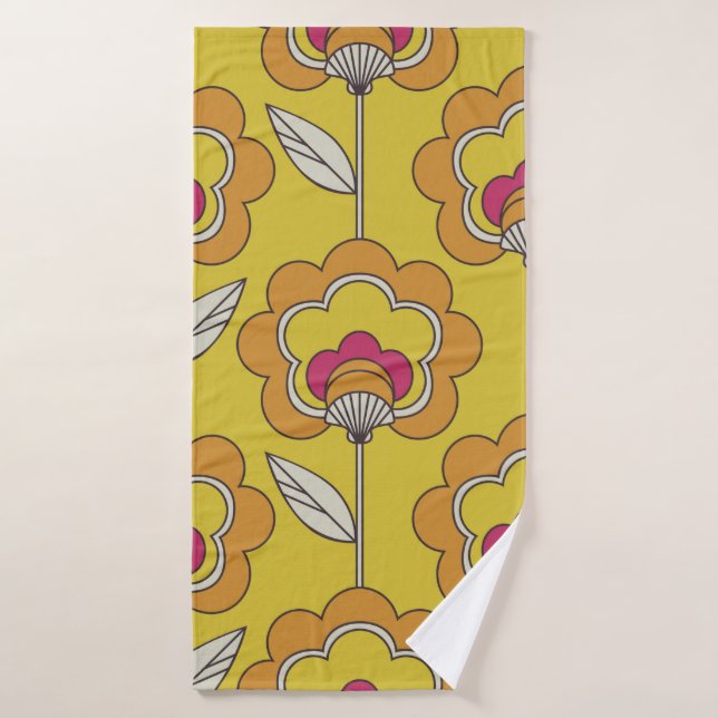 seamless retro floral pattern bath towel (Bath Towel)