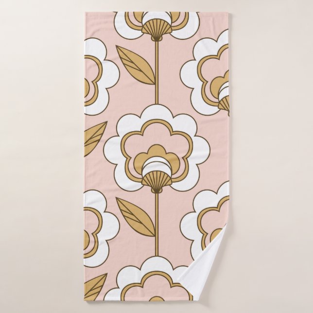 Seamless retro floral pattern bath towel (Bath Towel)