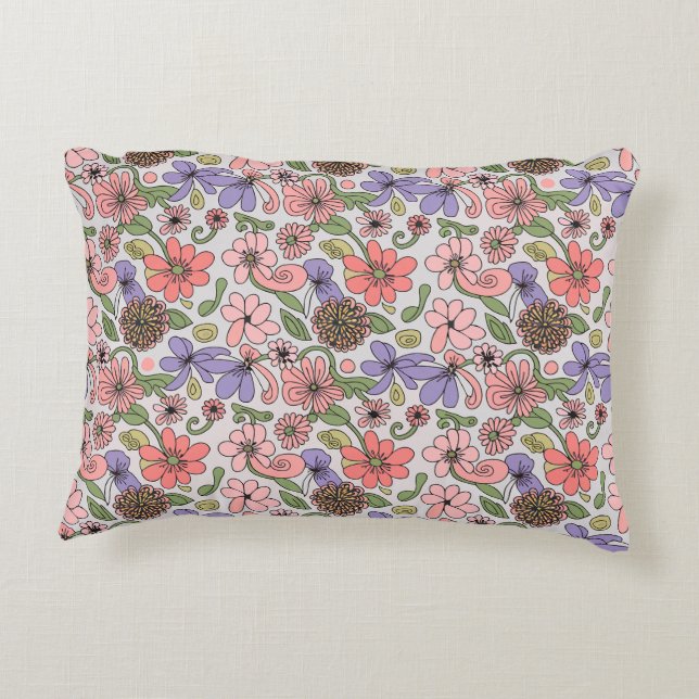 Seamless Retro Floral Pattern Boho Decorative Cushion (Back)