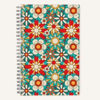 Seamless Retro Floral Pattern. Vintage Decorative  Notebook