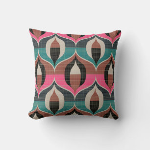 Seamless retro pattern in the style of the sixties cushion