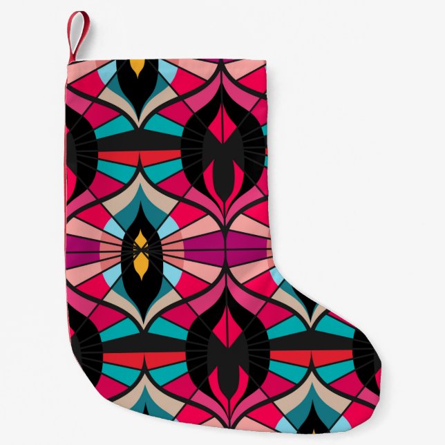 Seamless retro pattern in the style of the sixties small christmas stocking (Front)