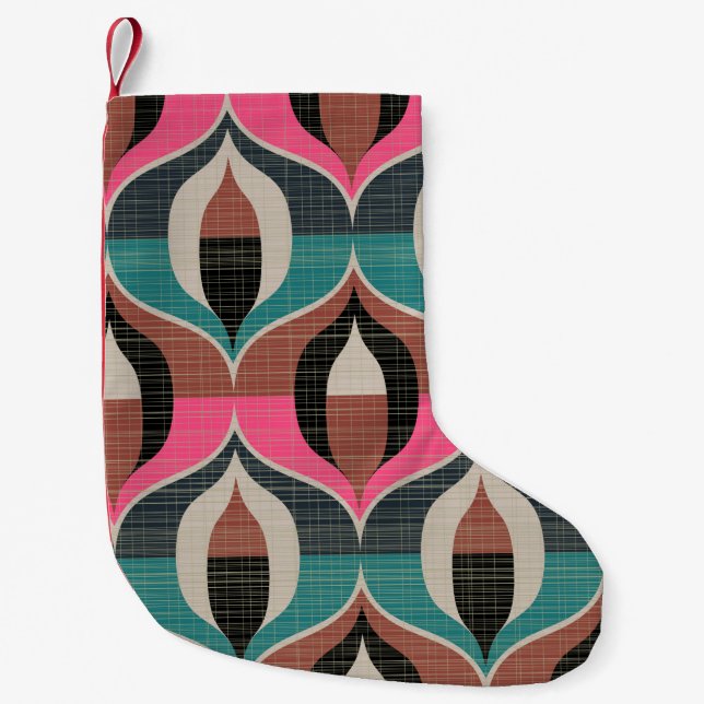 Seamless retro pattern in the style of the sixties small christmas stocking (Front)