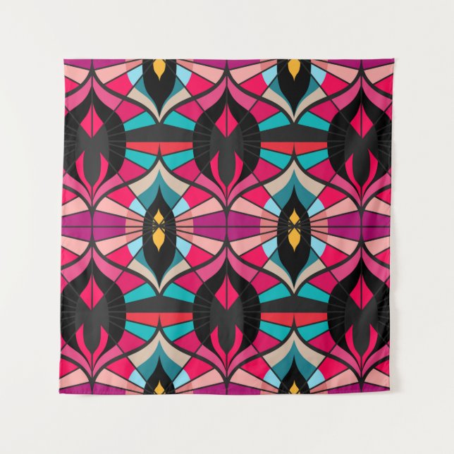 Seamless retro pattern in the style of the sixties tapestry (Front)