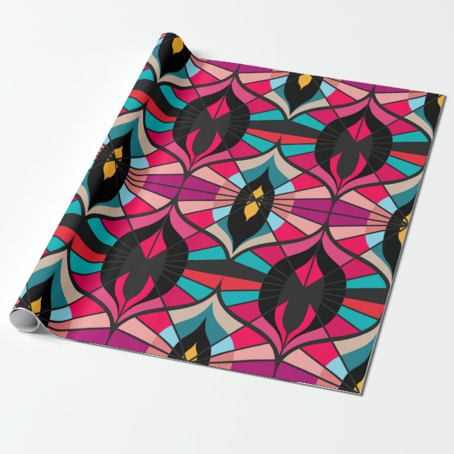 Seamless retro pattern in the style of the sixties wrapping paper (Unrolled)