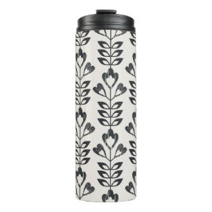 seamless retro pattern with abstract flowers and l thermal tumbler
