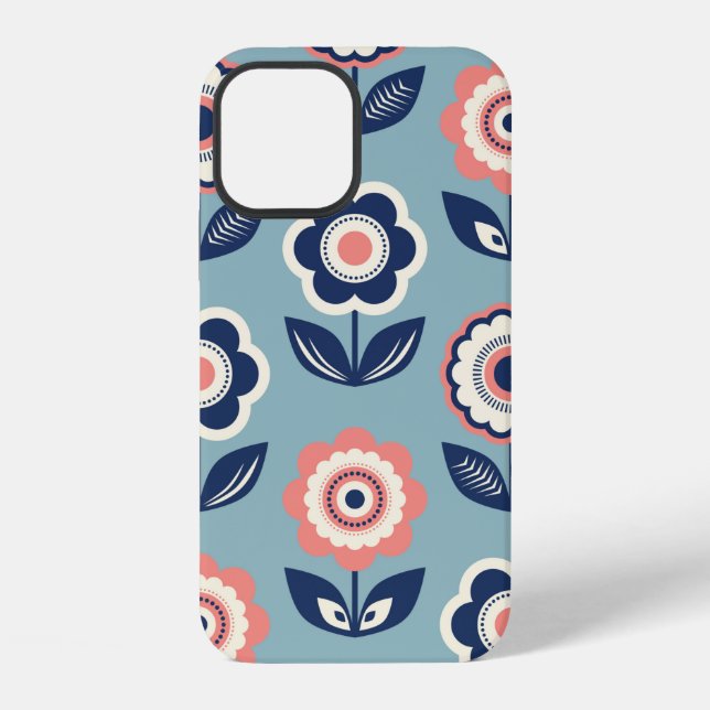 seamless retro pattern with flowers iPhone case (Back)