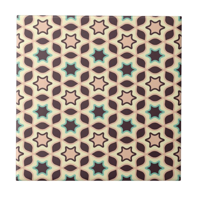 Seamless retro pattern with rounded squares cerami ceramic tile (Front)