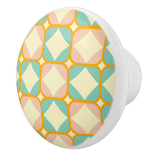 Seamless retro pattern with rounded squares ceramic knob