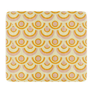 Seamless retro pattern with rounded squares cuttin cutting board