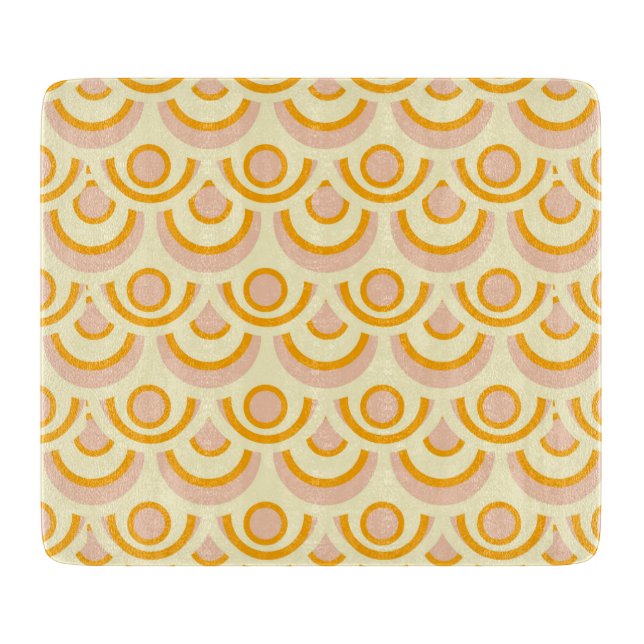 Seamless retro pattern with rounded squares cuttin cutting board (Front)