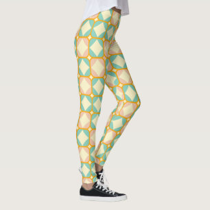 Seamless retro pattern with rounded squares leggings