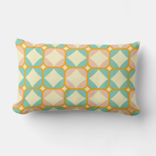 Seamless retro pattern with rounded squares lumbar cushion