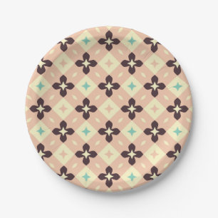 Seamless retro pattern with rounded squares paper plate
