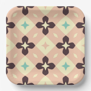 Seamless retro pattern with rounded squares paper plate
