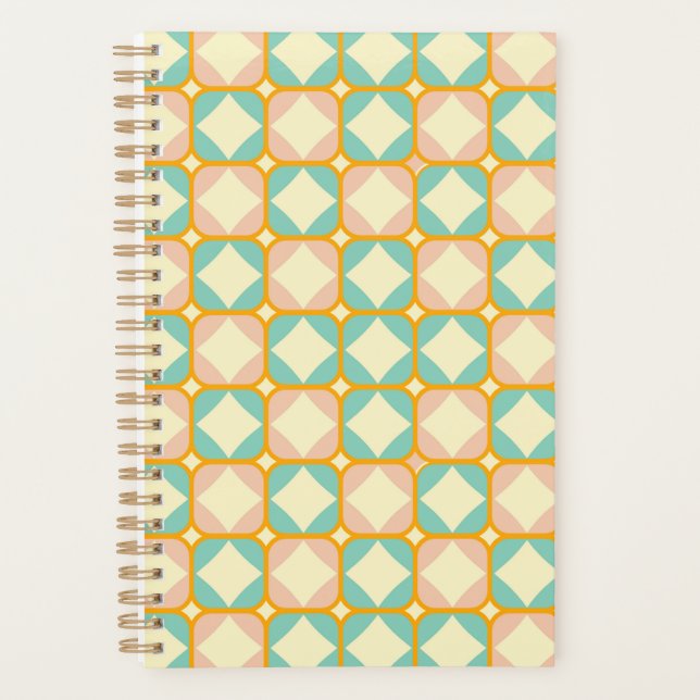 Seamless retro pattern with rounded squares planner (Front)