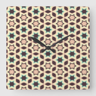 Seamless retro pattern with rounded squares square wall clock