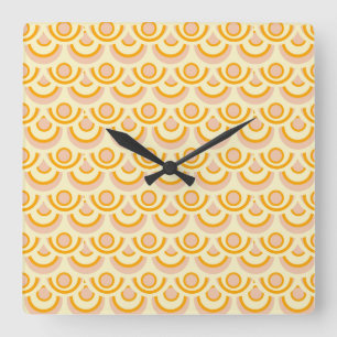 Seamless retro pattern with rounded squares square wall clock