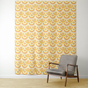 Seamless retro pattern with rounded squares tapest tapestry