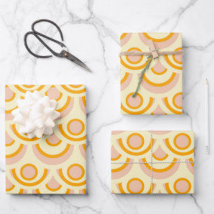 Seamless retro pattern with rounded squares wrappi wrapping paper sheet
