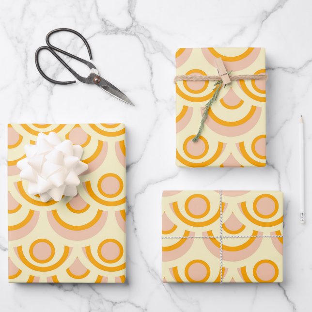 Seamless retro pattern with rounded squares wrappi wrapping paper sheet (Front)