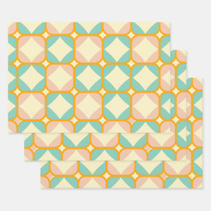 Seamless retro pattern with rounded squares wrapping paper sheet