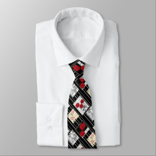 Seamless retro vintage patchwork quilting poppies tie
