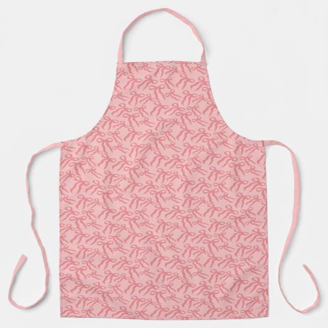 Seamless Ribbon Pattern In Charm And Tea Rose Pink Apron (Front)
