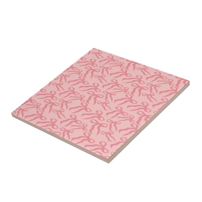 Seamless Ribbon Pattern In Charm And Tea Rose Pink Ceramic Tile (Side)