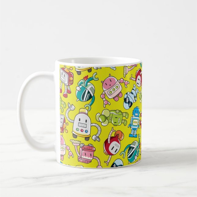 seamless robot pattern coffee mug (Left)