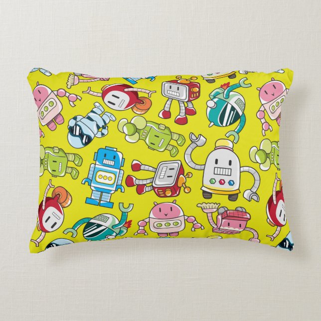 seamless robot pattern decorative cushion (Front)