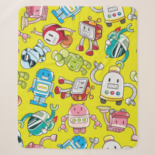 seamless robot pattern sherpa blanket