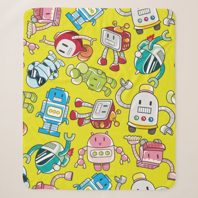 seamless robot pattern sherpa blanket (Front)