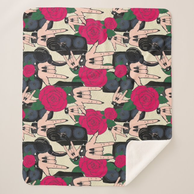 Seamless rock music, abstract pattern. sherpa blanket (Front)